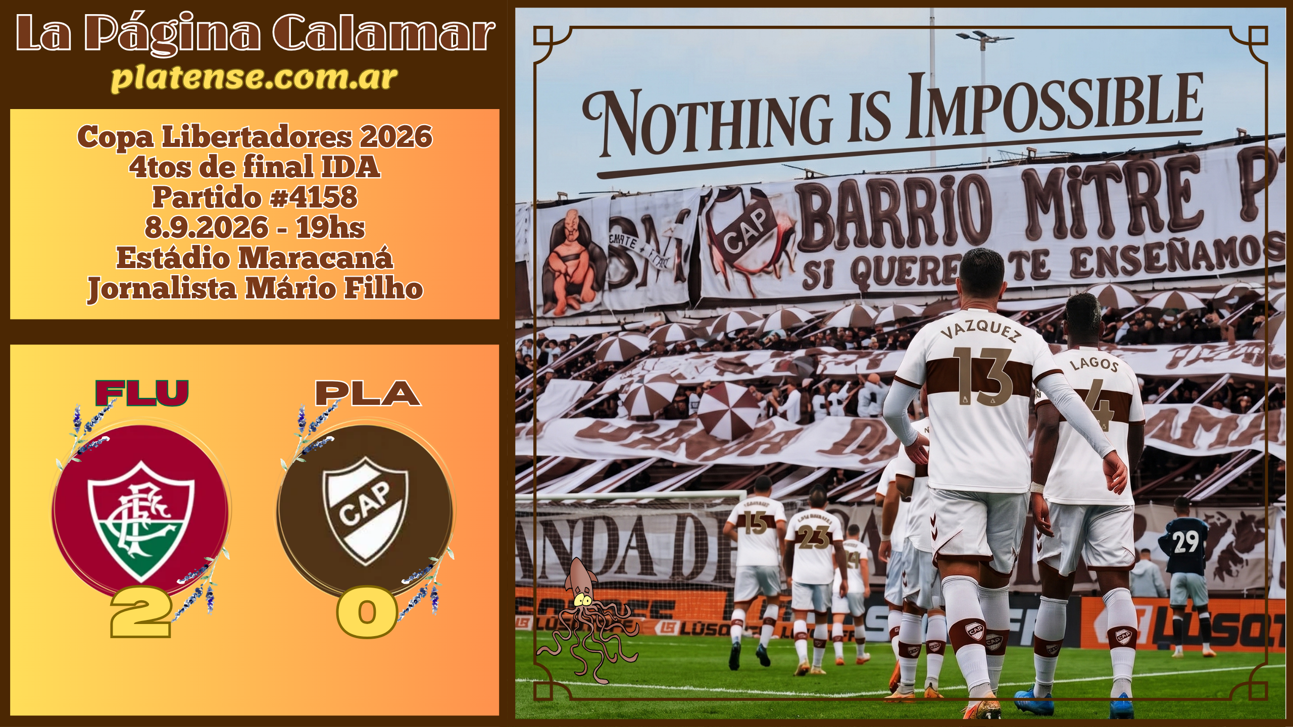 #4158 – Fluminense (BRA) 2 – vs. PLATENSE 0 – 8.9.2026 – Libertadores 2026 – 4vos de final IDA