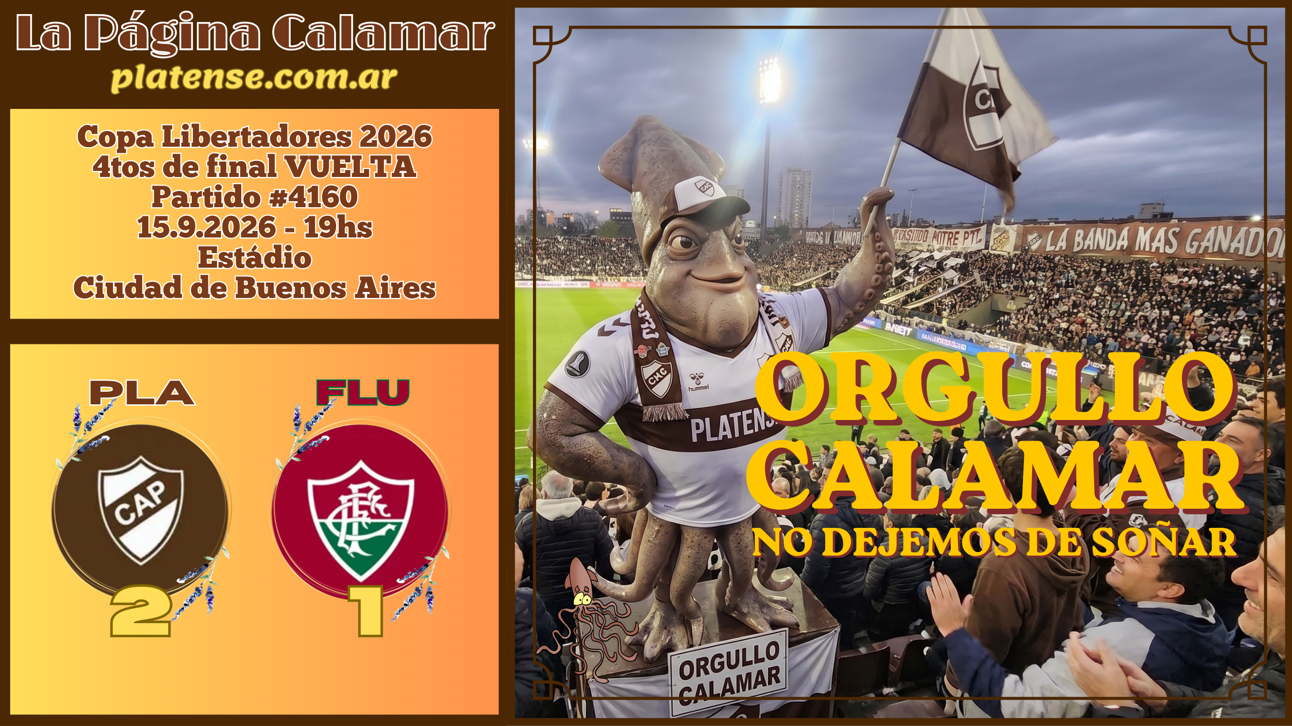 #4160 – PLATENSE 2 vs. Fluminense 1 – 15.9.2026 – Libertadores 2026 – 4vos de final – VUELTA